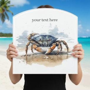 Watercolor Beach Crab, custom Door Sign