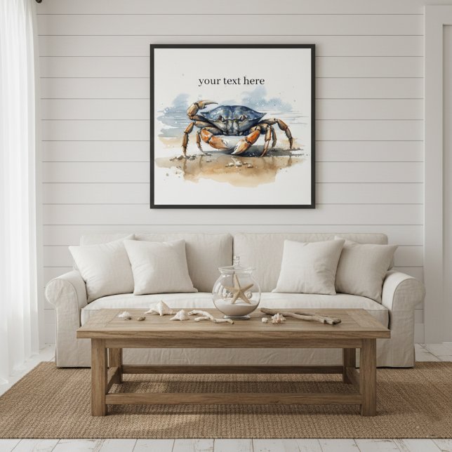 Watercolor Beach Crab, custom Framed Art (Creator Uploaded)