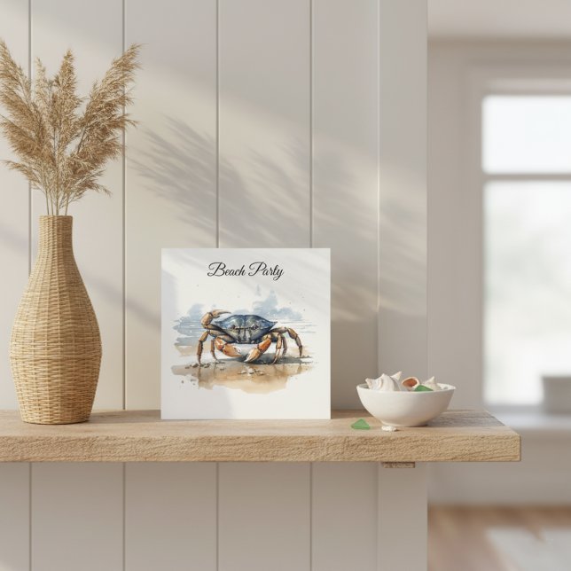 Watercolor Beach Crab, custom Invitation (Creator Uploaded)