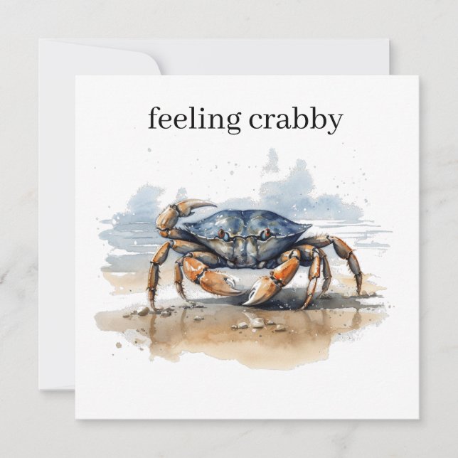 Watercolor Beach Crab, custom Invitation (Front)