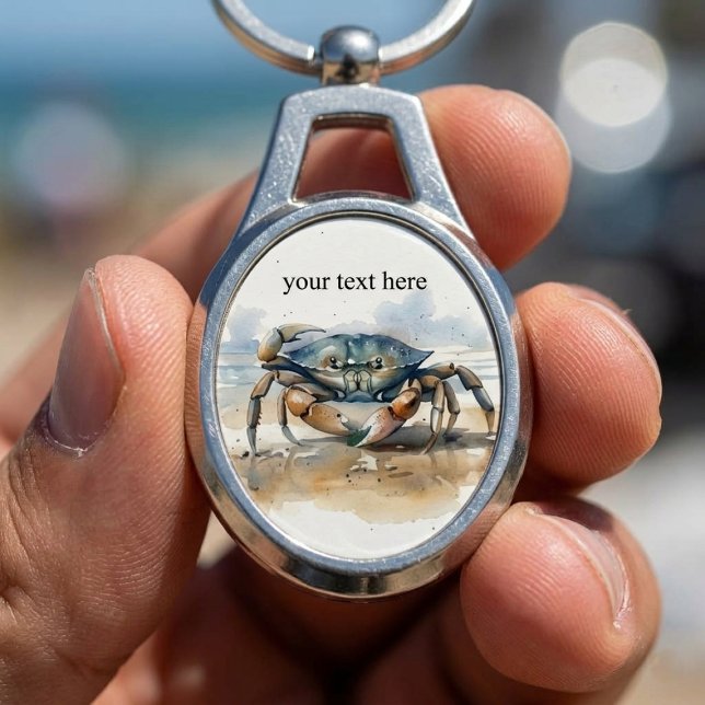 Watercolor Beach Crab, custom Keychain (Creator Uploaded)