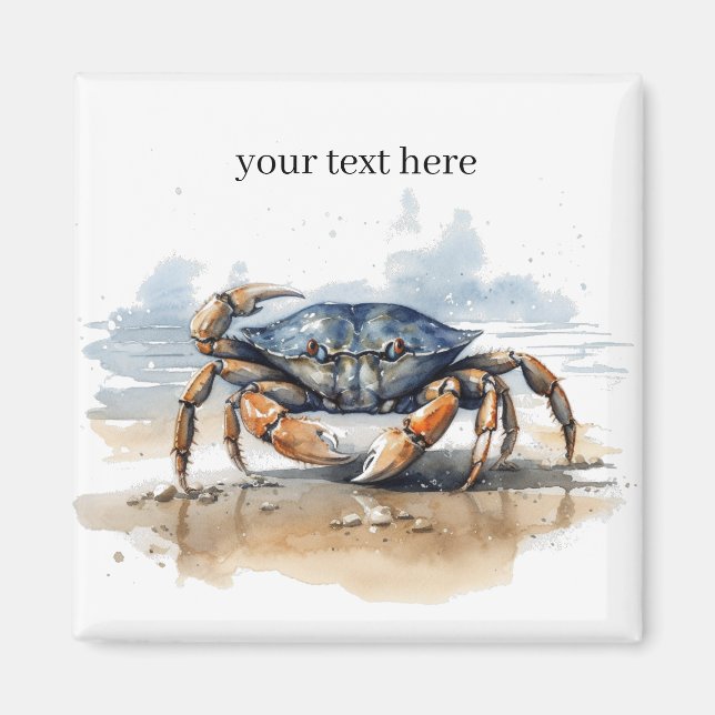 Watercolor Beach Crab, custom Magnet (Front)