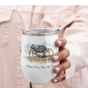 Watercolor Beach Crab, custom Thermal Wine Tumbler