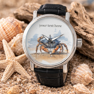 Watercolor Beach Crab, custom Watch