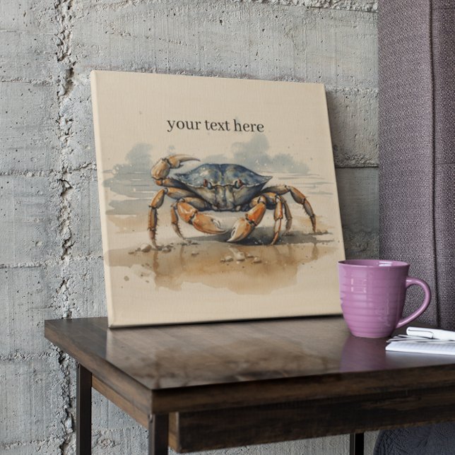 Watercolor Beach Crab, custom Wood Wall Art (Creator Uploaded)