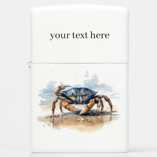 Watercolor Beach Crab, custom Zippo Lighter