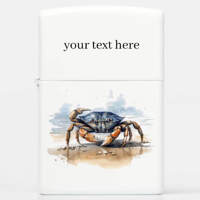 Watercolor Beach Crab, custom Zippo Lighter (Front)