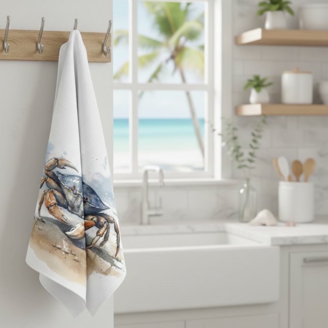 Watercolor Beach Crab Kitchen Towel (Creator Uploaded)