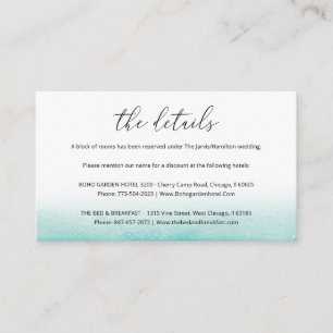 Watercolor Beach Destination Wedding Details Enclosure Card