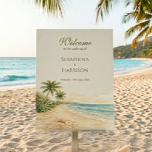 Watercolor Beach Destination Wedding Welcome Sign
