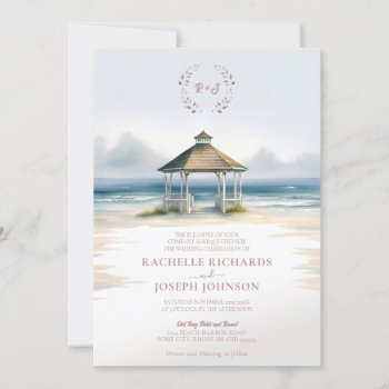 Watercolor Beach Gazebo Wedding Invitation by Trifecta_Designs at Zazzle