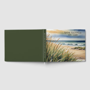 Watercolor Beach Grass and Ocean Scene Guest Book