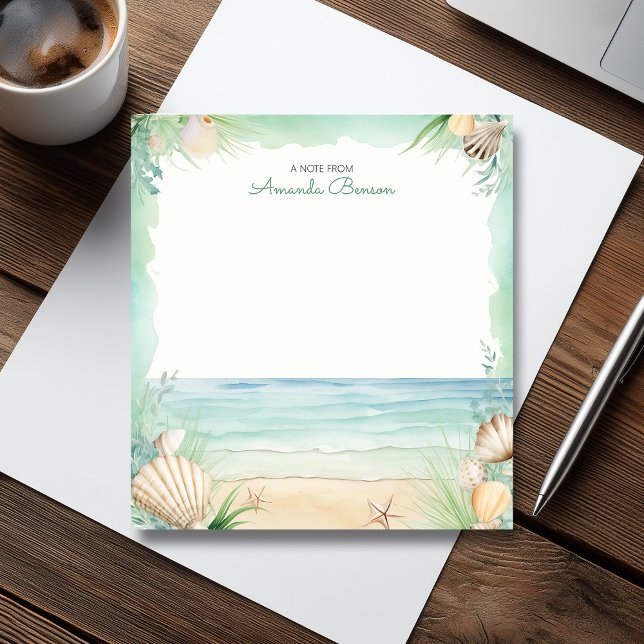 Watercolor Beach Green Tropical Leaves Nature Notepad (Watercolor Beach Green Tropical Leaves Nature Notepad)