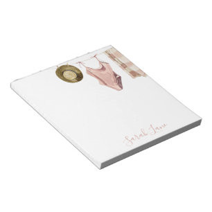 Watercolor Beach House Clothesline Personalized Notepad