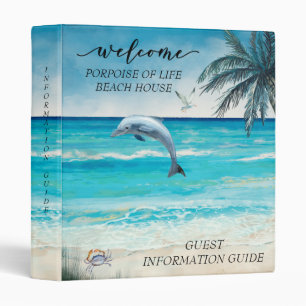Watercolor Beach House Guest Information Guide 3 Ring Binder