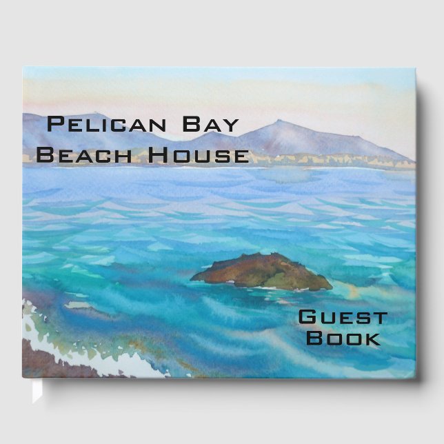 Watercolor Beach House Home Guest Book (Front)