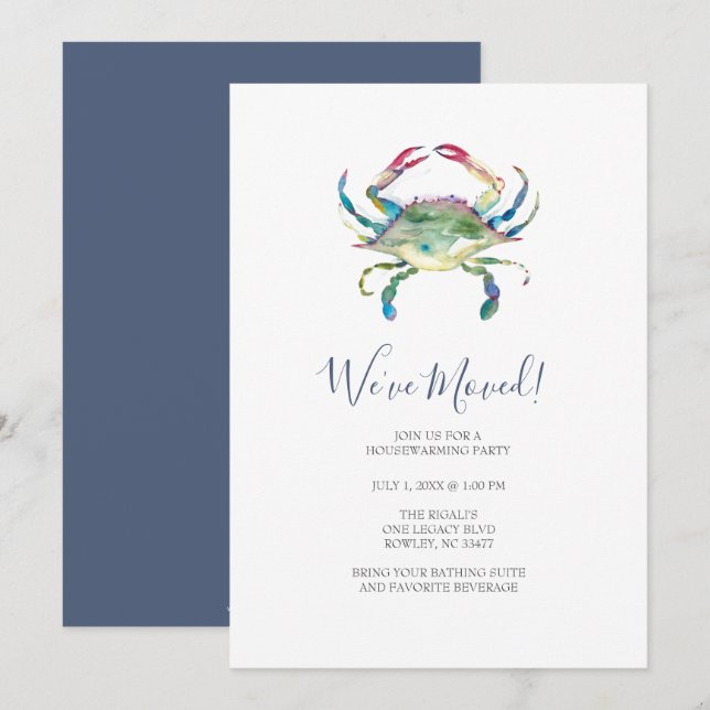 Watercolor Beach Housewarming Party  Invitation (Front/Back)