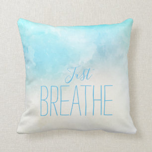 Watercolor Beach Just Breathe Throw Pillow