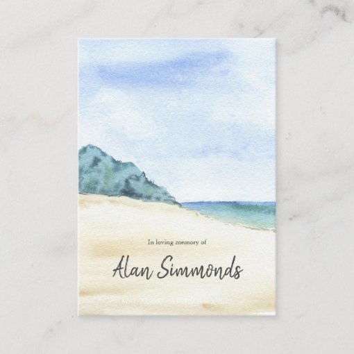 Watercolor Beach Memorial Service Prayer Card Zazzle