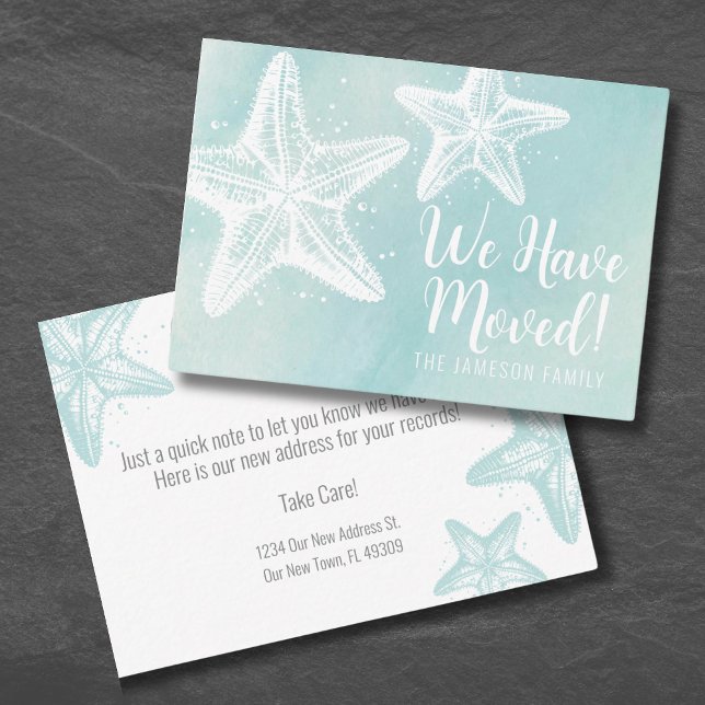 Watercolor Beach Moving Announcement Card (Watercolor Beach Moving Announcement Card)