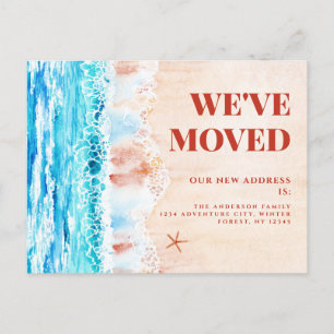 Watercolor Beach New Address Postcard