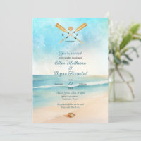 Watercolor Beach Oars Wedding