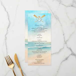 Watercolor Beach Oars Wedding Menu