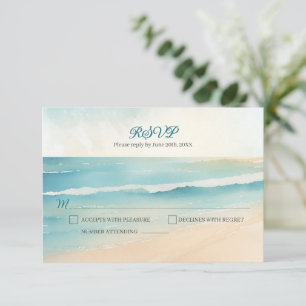 Watercolor Beach Oars Wedding RSVP Reply Card