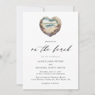 Watercolor Beach Ocean Coastal Wedding Invitation