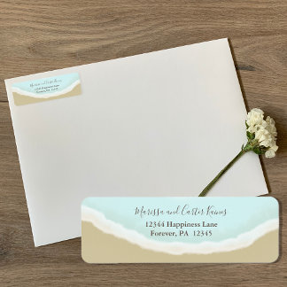 Watercolor Beach Ocean Return Address Label