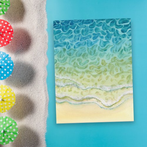 Watercolor Beach Ocean Scene Postcard