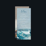 Watercolor Beach Ocean Waves Monogram Wedding Menu<br><div class="desc">A beautiful watercolor beach ocean waves themed wedding design with minimalist accents and monogram. This design is ideal for all Spring, Summer, Fall and Winter weddings. An elegant seaside watercolor design in a contemporary theme. A classy beach wedding menu design with modern elements. Matching wedding invitations and other stationery items...</div>