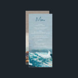 Watercolor Beach Ocean Waves Monogram Wedding Menu<br><div class="desc">A beautiful watercolor beach ocean waves themed wedding design with minimalist accents and monogram. This design is ideal for all Spring, Summer, Fall and Winter weddings. An elegant seaside watercolor design in a contemporary theme. A classy beach wedding menu design with modern elements. Matching wedding invitations and other stationery items...</div>