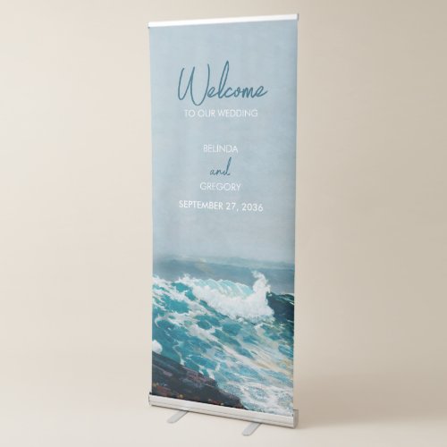 Watercolor Beach Ocean Waves Wedding Welcome Sign