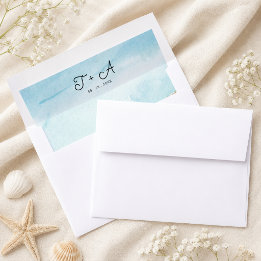 Watercolor Beach On The Beach Summer Wedding Envelope Liner