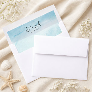 Watercolor Beach On The Beach Summer Wedding Envelope Liner