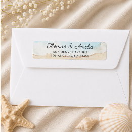 Watercolor Beach On The Beach Summer Wedding Label