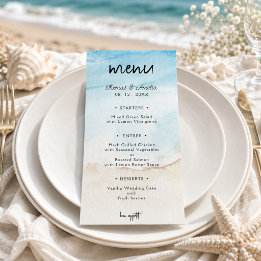 Watercolor Beach On The Beach Summer Wedding Menu