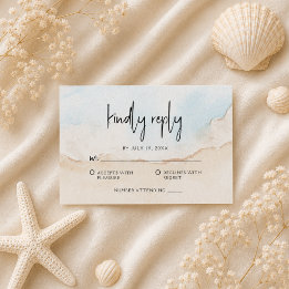Watercolor Beach On The Beach Summer Wedding RSVP Card