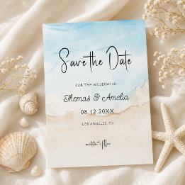 Watercolor Beach On The Beach Summer Wedding Save The Date