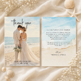 Watercolor Beach On The Beach Summer Wedding Thank You Card