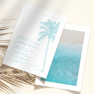 Watercolor Beach On The Beach Wedding Invitation