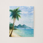 Watercolor Beach Palm 8x10 Jigsaw Puzzle at Zazzle