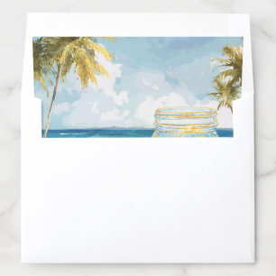Watercolor Beach Palm Tree Mason Jar Wedding Envelope Liner