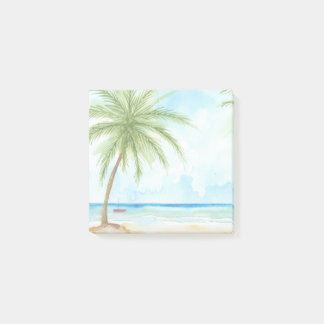 Watercolor Beach Palm Tree Post It Pad Post-it Notes