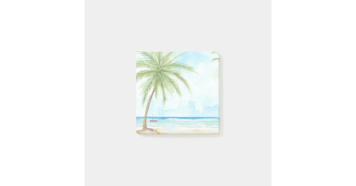Watercolor Beach Palm Tree Post It Pad Post-it Notes | Zazzle