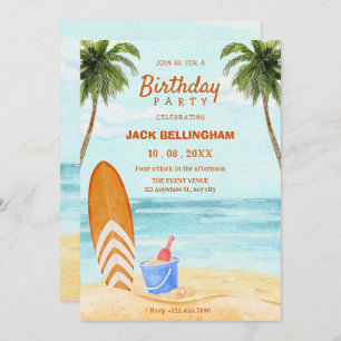 Watercolor beach paradise birthday invitation