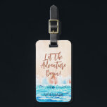 Watercolor Beach Personalized Name  Luggage Tag<br><div class="desc">Watercolor beach painting custom name luggage tag</div>