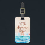 Watercolor Beach Personalized Name  Luggage Tag<br><div class="desc">Watercolor beach painting custom name luggage tag</div>