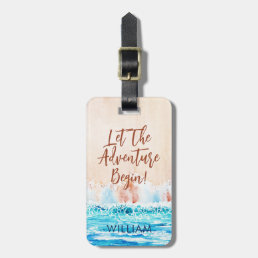Watercolor Beach Personalized Name  Luggage Tag